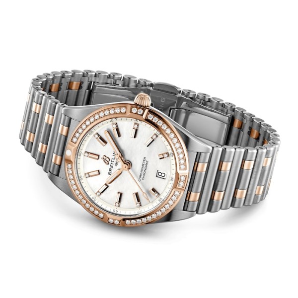 Replica Breitling Chronomat Women Automatic Mother of Pearl Stainless Steel & 18ct Rose Gold Watch U77310591A2U1 - Image 2