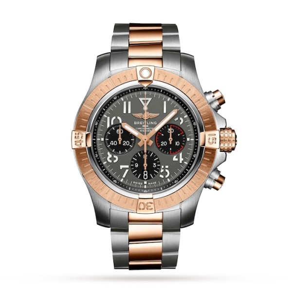 Replica Breitling Avenger Men Automatic Grey Stainless Steel & 18K Red Gold Watch UB01821A1B1U1
