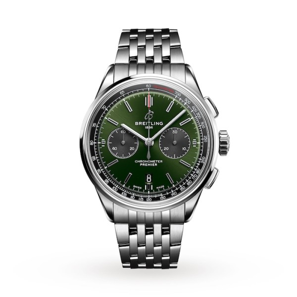 Replica Breitling Premier Men Automatic Green Stainless Steel Watch AB0118221L1A1