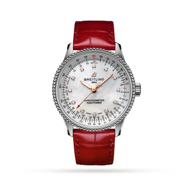 Replica Breitling Navitimer Women Automatic Mother of Pearl Leather Watch A17395211A1P6