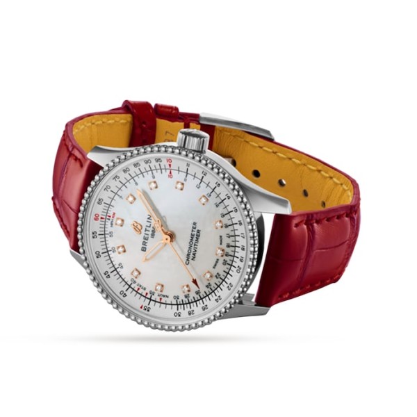 Replica Breitling Navitimer Women Automatic Mother of Pearl Leather Watch A17395211A1P6 - Image 2