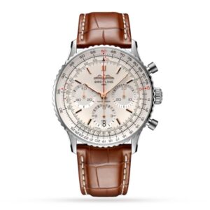 Replica Breitling Navitimer Men Automatic Silver Alligator Watch AB0139211G1P1
