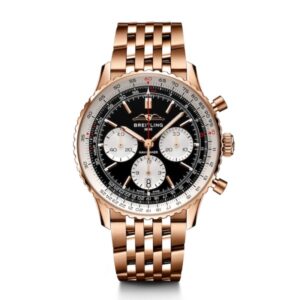 Replica Breitling Navitimer Men Automatic Black 18ct Rose Gold Watch RB0138211B1R1