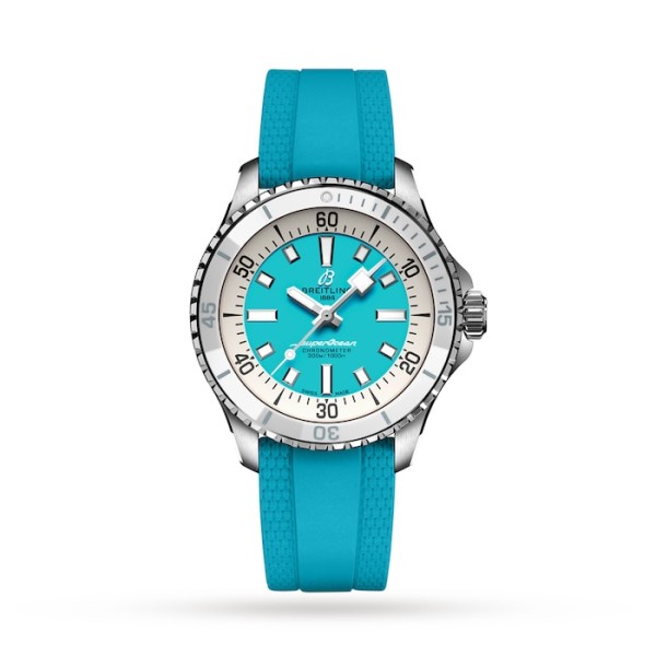 Replica Breitling Superocean Unisex Automatic Turquoise Rubber Watch A17377211C1S1