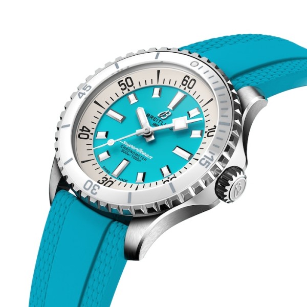 Replica Breitling Superocean Unisex Automatic Turquoise Rubber Watch A17377211C1S1 - Image 4