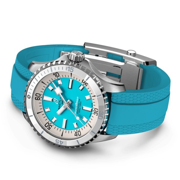 Replica Breitling Superocean Unisex Automatic Turquoise Rubber Watch A17377211C1S1 - Image 6
