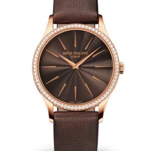 Replica Patek Philippe Calatrava Diamond Brown Dial Ladies Watch 4897R-001