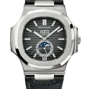 Replica Patek Philippe Nautilus Black Strap Stainless Steel Watch 5726A-001