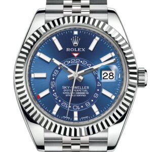 Replica Rolex Sky Dweller Blue Dial White Gold Bezel Steel Jubilee 326934