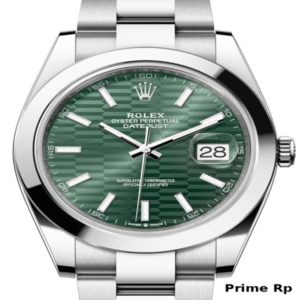 Rolex Datejust 41mm replica with mint green fluted motif dial, smooth bezel, and Oyster bracelet – Prime Rp