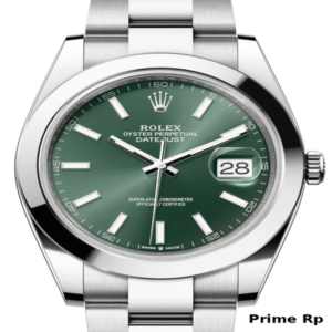 Rolex Datejust 41mm replica with mint green dial, smooth bezel, and Oyster bracelet – Prime Rp