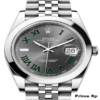 Rolex Datejust 41mm watch with slate gray dial and green Roman numerals on Jubilee bracelet