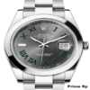 Rolex Datejust 41mm watch with slate dial and green Roman numerals on Oyster bracelet