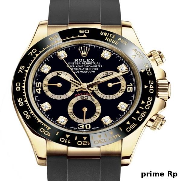 Superclone Rolex Daytona 40mm Yellow Gold Black Diamond Dial with Oysterflex Strap – Clean Factory Replica