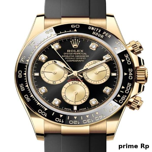Superclone Rolex Daytona 40mm Yellow Gold Bright Black Diamond Dial with Oysterflex Strap – Clean Factory Replica