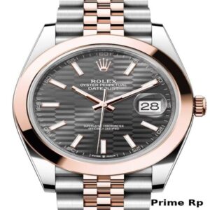 Replica Rolex Datejust 41mm with Slate Fluted Dial and Rose Gold Jubilee Bracelet