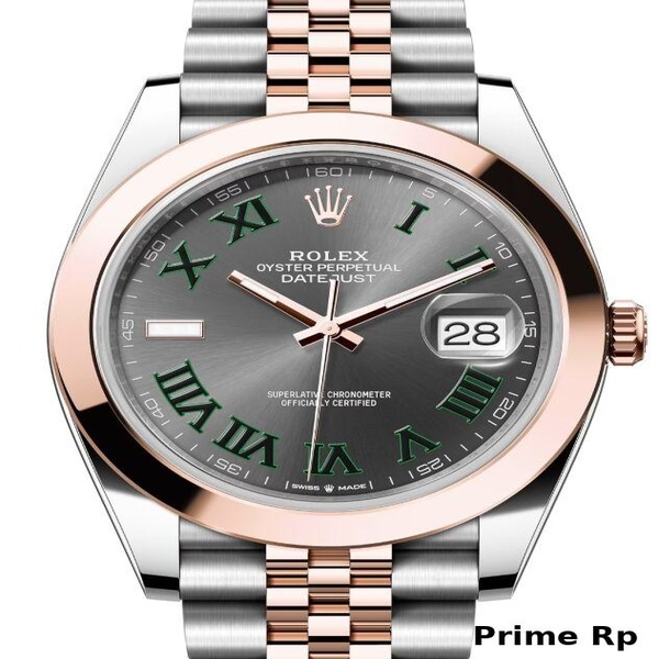 Replica Rolex Datejust 41mm Slate Roman Dial with Rose Gold Jubilee Bracelet