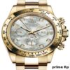 Superclone Rolex Daytona 40mm Yellow Gold with White Mother of Pearl Diamond Dial – Clean Factory