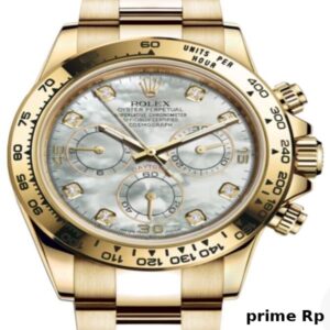 Superclone Rolex Daytona 40mm Yellow Gold with White Mother of Pearl Diamond Dial – Clean Factory