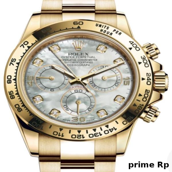Superclone Rolex Daytona 40mm Yellow Gold with White Mother of Pearl Diamond Dial – Clean Factory