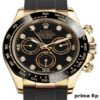 Superclone Rolex Daytona 40mm Yellow Gold with Black Diamond Dial and Oysterflex Rubber Strap – Clean Factory