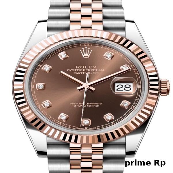Replica Rolex Datejust 41mm Chocolate Diamond Dial with Rose Gold Jubilee Bracelet