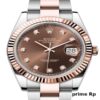 Replica Rolex Datejust 41mm Chocolate Dial with Diamonds and Rose Gold Oyster Bracelet