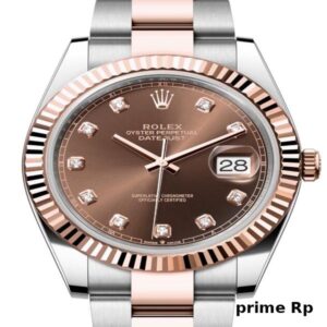 Replica Rolex Datejust 41mm Chocolate Dial with Diamonds and Rose Gold Oyster Bracelet