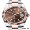Replica Rolex Datejust 41mm Chocolate Dial with Index Markers and Rose Gold Oyster Bracelet