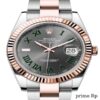Replica Rolex Datejust 41mm Slate Roman Dial with Rose Gold Fluted Bezel and Oyster Bracelet