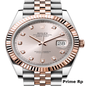 Replica Rolex Datejust 41mm Sundust Diamond Dial with Rose Gold Fluted Bezel and Jubilee Bracelet