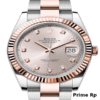 Replica Rolex Datejust 41mm Sundust Diamond Dial with Rose Gold Fluted Bezel and Oyster Bracelet