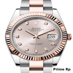 Replica Rolex Datejust 41mm Sundust Diamond Dial with Rose Gold Fluted Bezel and Oyster Bracelet