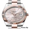 Replica Rolex Datejust 41mm Sundust Dial with Index Markers, Fluted Bezel, and Rose Gold Oyster Bracelet
