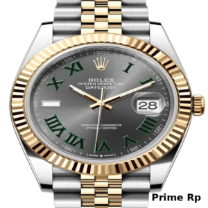 Replica Rolex Datejust 41mm Wimbledon Slate Dial with Green Roman Numerals and Jubilee Bracelet