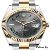 Replica Rolex Datejust 41mm Slate Wimbledon Dial with Green Roman Numerals and Yellow Gold Oyster Bracelet