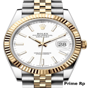 Replica Rolex Datejust 41mm White Dial with Yellow Gold Fluted Bezel and Jubilee Bracelet