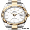 Replica Rolex Datejust 41mm White Dial with Yellow Gold Fluted Bezel and Oyster Bracelet