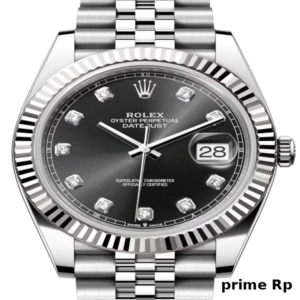 Replica Rolex Datejust 41mm Black Dial with Diamonds and White Gold Jubilee Bracelet