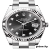Replica Rolex Datejust 41mm Black Dial with Diamonds and White Gold Oyster Bracelet