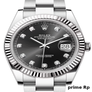 Replica Rolex Datejust 41mm Black Dial with Diamonds and White Gold Oyster Bracelet