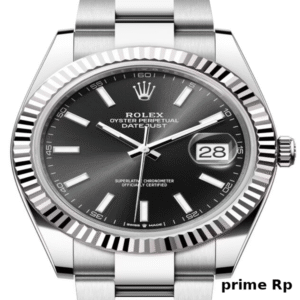 Replica Rolex Datejust 41mm Black Dial with Index Markers and White Gold Oyster Bracelet