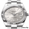 Replica Rolex Datejust 41mm Silver Dial with Index Markers and White Gold Oyster Bracelet