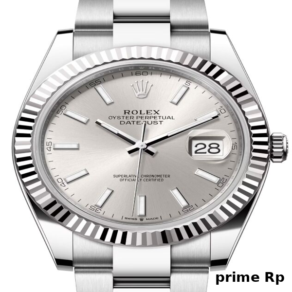 Replica Rolex Datejust 41mm Silver Dial with Index Markers and White Gold Oyster Bracelet