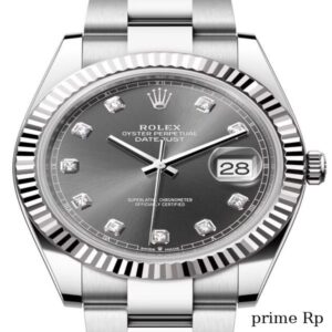 Replica Rolex Datejust 41mm Slate Dial with Diamonds and White Gold Oyster Bracelet