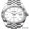 Replica Rolex Datejust 41mm White Index Dial with White Gold Fluted Bezel and Jubilee Bracelet