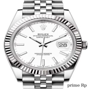 Replica Rolex Datejust 41mm White Index Dial with White Gold Fluted Bezel and Jubilee Bracelet