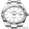 Replica Rolex Datejust 41mm White Index Dial with White Gold Fluted Bezel and Oyster Bracelet