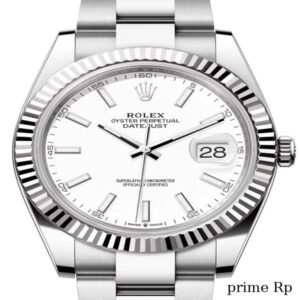 Replica Rolex Datejust 41mm White Index Dial with White Gold Fluted Bezel and Oyster Bracelet