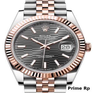 Replica Rolex Datejust 41mm Slate Fluted Motif Dial with Stick Markers and Rose Gold Jubilee Bracelet